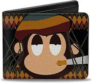Buckle Down mens Buckle-down Bifold Wallet Monkey Bi-Fold Wallet 4.0" x 3.5"