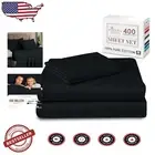 Elegant Twin XL Cotton Sheets Set - 400 Thread Count, Black with Deep Pockets