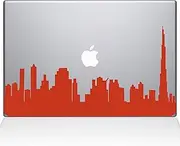 The Decal Guru 2302-MAC-12M-P Dubai City Skyline Decal Vinyl Sticker, 12" MacBook, Orange