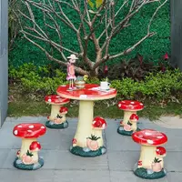 在飛比找ETMall東森購物網優惠-戶外桌椅幼兒園卡通蘑菇桌椅別墅休閑花園庭院裝飾陽臺小桌椅擺件