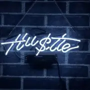 Hustle White Acrylic 14" Neon Lamp Sign Light Gift Show Home Wall Party Decor EM