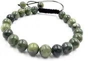 [SHNAYA JEWELS] AAA " GREEN JADE " Natural Healing Power Gemstone Crystal Beads Unisex Adjustable Macrame Bracelets 8mm, green jade natural