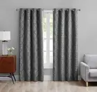 SARO LIFESTYLE Modern Print Blackout Window Curtains (Set of 2) Slate