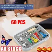 60PCS Bias Binding Tape Maker Kit Quilting Binder Fabric Sewing Foot Tool Set