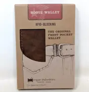 New Rogue Slim Curved RFID Blocking Front Pocket Brown Bison Leather Mens Wallet