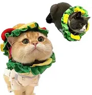 Funny Hamburger Hat for Cat Dog Halloween Costume Soft Cute Cat Dog Hat (Hamburger Color, L)