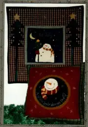 Jolly Smiles Wool & Fabric Wall Quilt & Pillow Pattern Snowman Christmas