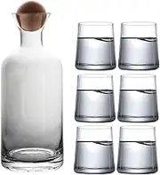 Water Carafe Iced Tea Pitcher Creative Pitcher Crystal Glass Water Bottle Set Cylindrical Pitcher Cup Set Transparent Stained Glass Jugs Household Water Bottle Drink Pitcher Water Jar