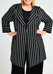 TS TAKING SHAPE plus sz M / 20 Line Up Stripe Jacket lightweight NWT rrp$160!
