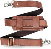 [JINALEXIA LEATHER] Adjustable 60-inch Real Leather Bag Replacement Shoulder Strap Comfort Fit Padded with Metal Swivel Hooks for Crossbody Purses, Laptop Messenger Bags, Handbags and Duffle Luggage Straps (Brown), Brown, Large