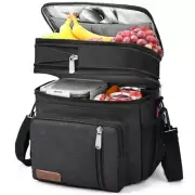 Lunch Box & Lunch Bag for Men Women, Large Insulated Adult Lunch Nylon-Black 1