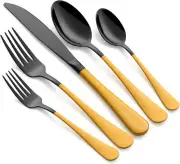 20-Piece Yellow Silverware Set 18/0 Stainless Steel Black Silverware Set Yellow