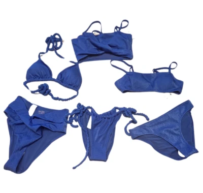 NWT American Eagle Aerie Blue Textured Women's Swim Suit Choose Top Or Bottoms