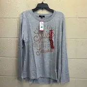 Modern Canvas Shirt Women's Size XL Gray Graphic Pumpkin Spice Fall Autumn NWT