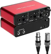 USB Audio Interface 24Bit/192kHz for Recording Podcasting and Streaming, 48V Phantom Power, whit XLR Cable(No Software Included) (whit XLR Cable)