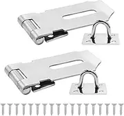 2 Pcs Door Locks Hasp Latch, 3 Inch Stainless Steel Safety Packlock Clasp Hasp Lock Latch, Door Gate Lock Hasp with Screws Brushed.(Silver)