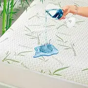 Nature Bamboo Mattress Protector, Waterproof & Breathable & Ultra Soft Viscose Mattress Pad Cover Extra Deep Pocket (King Size)