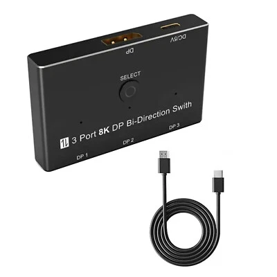 New 8K Two-Way DP 1.4 Switch 3 In 1 Out/1 In 3 Out Bi-Direction Splitter For PC