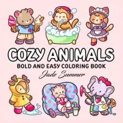 Cozy Animals: Bold and Easy Coloring Book for Adults and Teens with Cute and