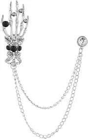 [Holibanna] 1 PC Skull Palm Bone Brooch Cloth Badge Pin Shawl Crystal Halloween Brooch Crystals Decor Alloy Hanging Chain Skeleton Jewelry Skull Skeleton Hand Bracelet Personality Collar Pin
