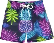 [sanluoli] Summer Neon Pineapple Leaf Girls Activewear Shorts Little Boys Swim Board Shorts Quick Dry with Pocket Swimwear 2T, Summer Neon Pineapple Leaf, X-Small