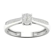 10k White Gold Round Cut 0.1Ct Diamond Engagement Ring Size 8 Clarity I2