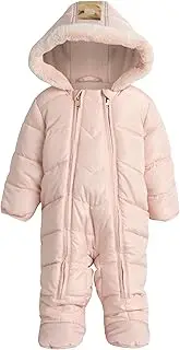 [DKNY] Baby Girls’ Snowsuit – Hooded Fleece Lined Warm Winter Coat – Zip Snow Pram for Newborns and Infants (0-24M)