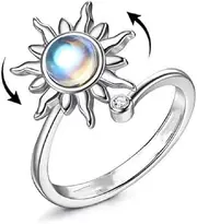 [Generic] Anxiety Spinner Ring Rings for Anxiety Relief Stress Open Adjustable Flower Moon Star Spinning Ring Stackable Ring Jewelry Women