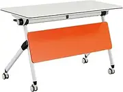 YVYKFZD Folding Conference Table, Flip Top Mobile Meeting Table with Wheels, Rolling Training Table, Rectangular Conference Room Table, for Office, Classroom(2PCS,47.2"x19.6"x29.5")