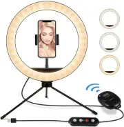 10” LED Ring Light Selfie Ring Light with Tripod Stand, 3 Light ModesShooting