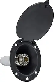 RecPro RV Exterior Spray Port Hook-Up Connector | Optional Hose with Sprayer or Quick Connector | RV Exterior Shower Port (Black, Port Only)