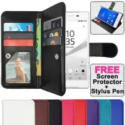 Premium Leather Flip Case Wallet Stand Cover For SONY Xperia Z1 Z2 Z3 Z5 Compact