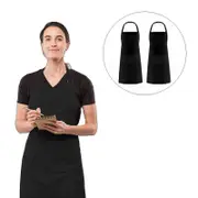Catzon 2 Pack Adjustable Bib Apron Waterdrop Resistant with 2 Pockets Cooking Kitchen Aprons-Black