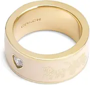 [Coach] Womens Signature Horse & Carriage Band Ring, Brass, No Gemstone