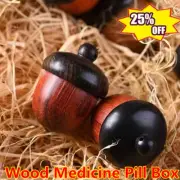 Portable Mini Pill Box Case Wood Bottle Holder Sandalwood Rescue Container^USA