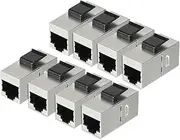 uxcell 8 Packs CAT 6a Keystone Jacks, RJ45 Couplers Female to Female Straight Shielded in-Line Cat6A Cable Network Ethernet Module Silver
