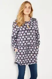 White Stuff Suqi Heart Tunic Winter Blue