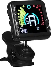 Oimzzr Guitar Tuner Rechargeable Guitar Tuner Clip On Color Display Professional Electric Guitar Tuner with Metronome for All Instruments Bass Guitar Violin Banjo Ukulele