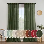 MIULEE Olive Green Linen Curtains 108 Inches Long for Bedroom Living Room, So...