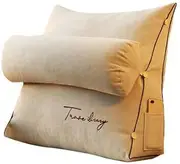 Wedge Reading Pillow, Lumbar and Back Support Headboard Pillow, Bedrest Pillows with Neck Roll (White)