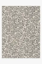 275' x 365' | Machine Washable Runner Rug | Kid & Pet Friendly | Indoor Rug | Block Party Black & Ivory Flatwoven Rug by Keith Haring | Ruggable