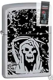 Zippo 6322 grim reaper chrome DISCONTINUED Lighter + FLINT PACK