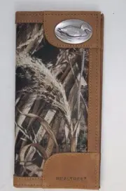 ZEP-PRO Duck Roper Leather & Nylon REALTREE MAX-5 Camo WALLET burlap gift bag