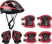 Kids Helmet and Pads Set, 7PCS/Set Anti-Fall Anti-Collision Helmet and Pads Kids, Adjustable Breathable Bike, Knee and Elbow for Roller Scooter Cycling Skating Bike