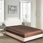 TWIN SIZE,BRIDAL SATIN SOLID CHOCOLATE FITTED BED SHEET-SUPERSILKY&SOFT 1500
