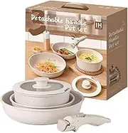 Gourmetific Cookware Set - Nonstick Ceramic Pans With Detachable Handle (5pcs)