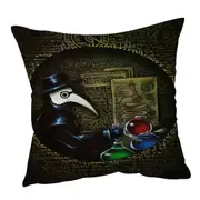 Scary Dark Art The Alchemist’s Revenge Plague Mask Cushion Cover