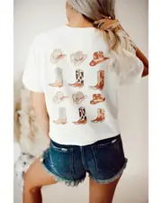 GGP Double Side Cowboy Hat & Boots Graphic Tee 2Xl