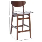 SAFAVIEH Counter Stool 21" W, Walnut Mid-Back Wood Frame Material W/ Foot Rest