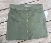 wonder nation skirt girls XL 14-16 olive green button up faux suede NWT